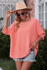 Round Neck Dolman Sleeve Textured Blouse king-general-store-5710.myshopify.com