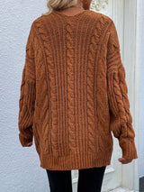 Cable-Knit Open Front Cardigan with Front Pockets king-general-store-5710.myshopify.com