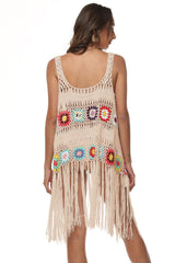 Openwork Fringe Detail Embroidery Sleeveless Cover-Up king-general-store-5710.myshopify.com