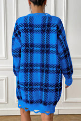 Plaid V-Neck Long Sleeve Sweater Dress king-general-store-5710.myshopify.com