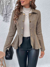 Ruffle Hem Collared Blazer king-general-store-5710.myshopify.com