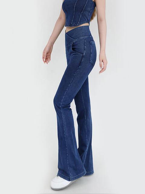 Wide Waistband Bootcut Jeans with Pockets king-general-store-5710.myshopify.com