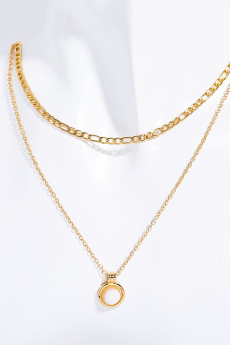 Copper 14K Gold Pleated Round Shape Aventurine Pendant Necklace king-general-store-5710.myshopify.com