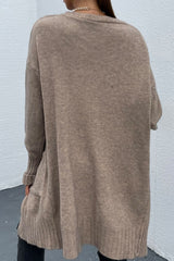 Open Front Dropped Shoulder Pocketed Cardigan king-general-store-5710.myshopify.com