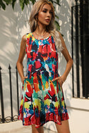 Printed Round Neck Sleeveless Dress with Pockets king-general-store-5710.myshopify.com