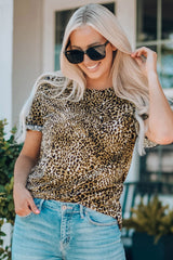 Women Leopard Short Flounce Sleeve Tee king-general-store-5710.myshopify.com