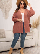 Plus Size Open Front Dropped Shoulder Knit Cardigan king-general-store-5710.myshopify.com