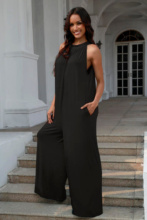 Double Take Full Size Tie Back Cutout Sleeveless Jumpsuit king-general-store-5710.myshopify.com