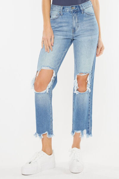 Kancan High Waist Chewed Up Straight Mom Jeans king-general-store-5710.myshopify.com