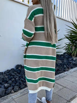 Striped Open Front Longline Cardigan king-general-store-5710.myshopify.com