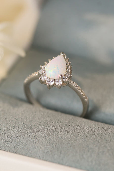 Platinum-Plated Opal Pear Shape Ring king-general-store-5710.myshopify.com