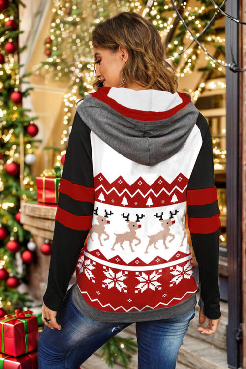 Double Take Full Size Christmas Drawstring Long Sleeve Hoodie king-general-store-5710.myshopify.com