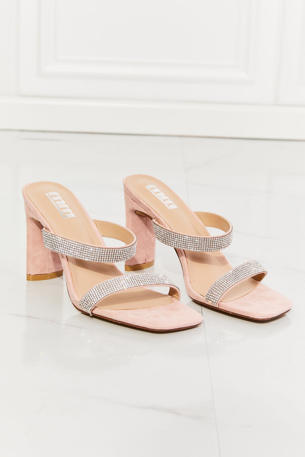 MMShoes Leave A Little Sparkle Rhinestone Block Heel Sandal in Pink king-general-store-5710.myshopify.com