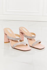 MMShoes Leave A Little Sparkle Rhinestone Block Heel Sandal in Pink king-general-store-5710.myshopify.com