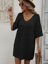 Openwork V-Neck Mini Knit Dress king-general-store-5710.myshopify.com