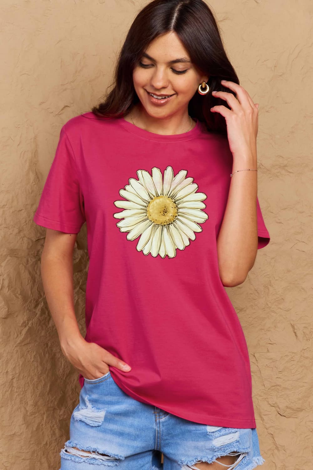 Simply Love Full Size FLOWER Graphic Cotton Tee king-general-store-5710.myshopify.com