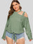 Plus Size Cold-Shoulder Tied Top king-general-store-5710.myshopify.com