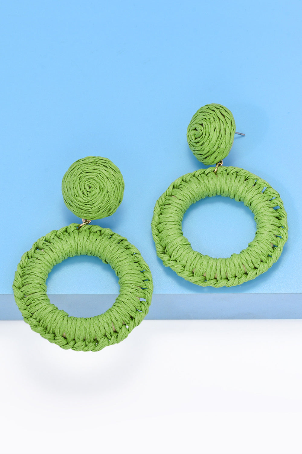 Round Shape Raffia Grass Dangle Earrings king-general-store-5710.myshopify.com