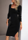 Rib-Knit Slit Sweater Dress king-general-store-5710.myshopify.com