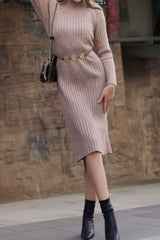 Ribbed Mock Neck Sweater Dress king-general-store-5710.myshopify.com