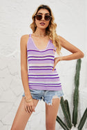 Striped Ribbed Trim Knit Tank king-general-store-5710.myshopify.com