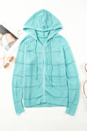 Zip-Up Raglan Sleeve Openwork Hooded Cardigan king-general-store-5710.myshopify.com