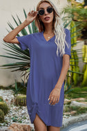 Twisted V-Neck Short Sleeve Dress king-general-store-5710.myshopify.com