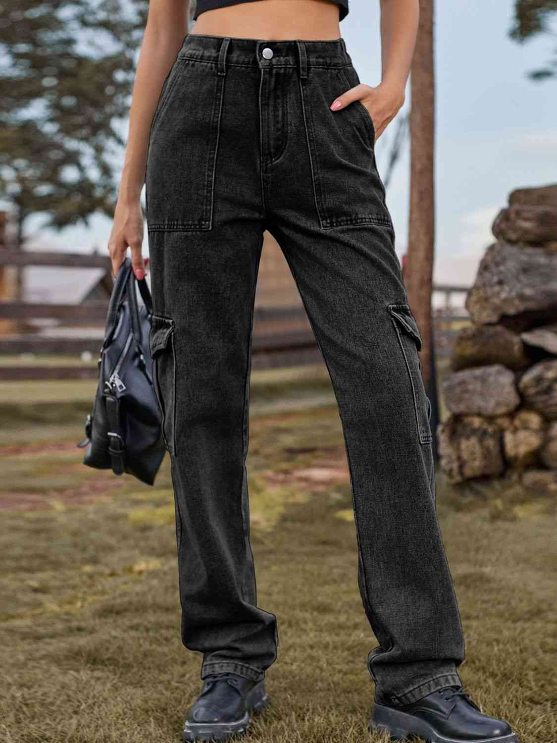 High Waist Cargo Jeans king-general-store-5710.myshopify.com