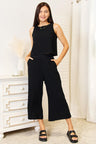 Double Take Buttoned Round Neck Tank and Wide Leg Pants Set king-general-store-5710.myshopify.com