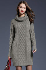 Woven Right Full Size Mixed Knit Cowl Neck Dropped Shoulder Sweater Dress king-general-store-5710.myshopify.com