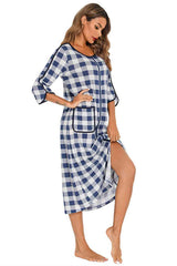 Round Neck Three-Quarter Sleeve Midi Night Dress king-general-store-5710.myshopify.com