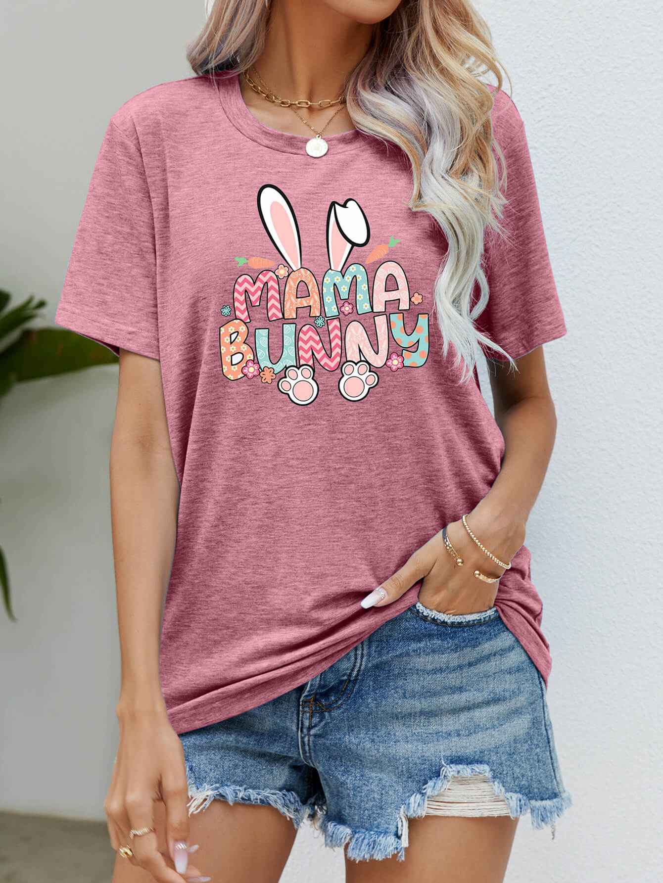 MAMA BUNNY Easter Graphic Short Sleeve Tee king-general-store-5710.myshopify.com