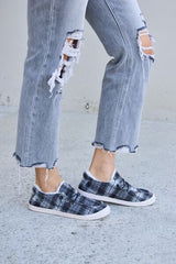 Forever Link Plaid Plush Flat Sneakers king-general-store-5710.myshopify.com