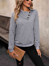 Mock Neck Raglan Sleeve Buttoned Sweatshirt king-general-store-5710.myshopify.com