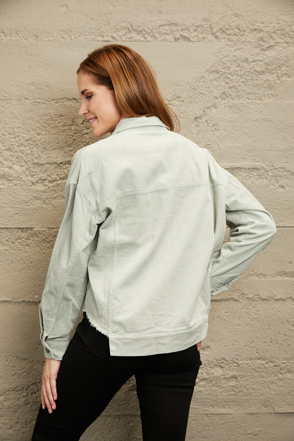 Double Take Raw Hem Button Down Corduroy Jacket with Pockets king-general-store-5710.myshopify.com