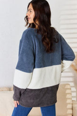 Culture Code Faux Fur Color Block V-Neck Sweater king-general-store-5710.myshopify.com