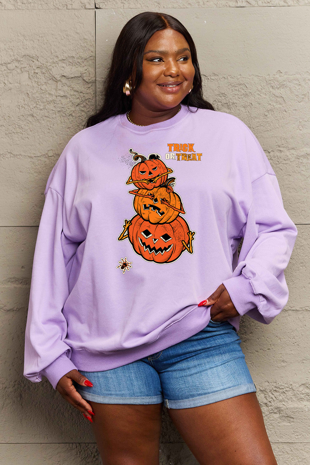 Simply Love Full Size TRICK OR TREAT Graphic Sweatshirt king-general-store-5710.myshopify.com