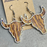 Rhinestone Trim Alloy Bull Earrings king-general-store-5710.myshopify.com