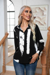 Tie-Dye Collared Neck Buttoned Shirt king-general-store-5710.myshopify.com