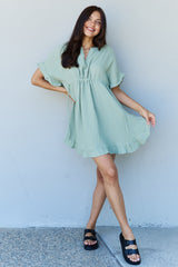 Ninexis Out Of Time Full Size Ruffle Hem Dress with Drawstring Waistband in Light Sage king-general-store-5710.myshopify.com