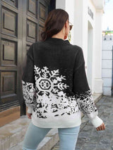 Snowflake Pattern Mock Neck Sweater king-general-store-5710.myshopify.com