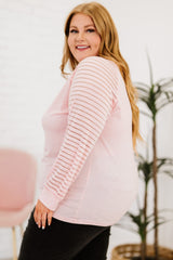 Plus Size Sheer Striped Sleeve V-Neck Top king-general-store-5710.myshopify.com