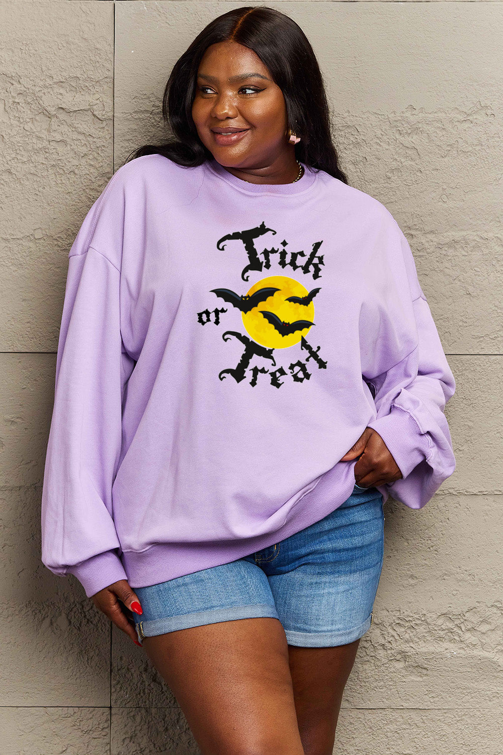 Simply Love Full Size TRICK OR TREAT Graphic Sweatshirt king-general-store-5710.myshopify.com