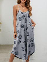 Botanical Print Spaghetti Strap Scoop Neck Jumpsuit king-general-store-5710.myshopify.com