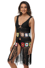 Openwork Fringe Detail Embroidery Sleeveless Cover-Up king-general-store-5710.myshopify.com