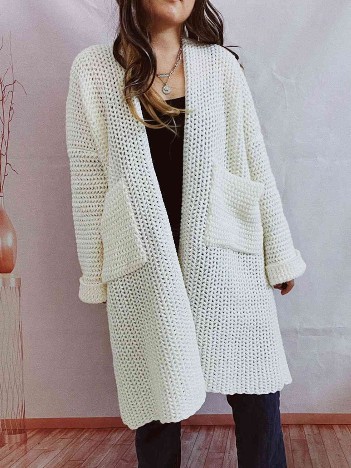 Open Front Long Sleeve Cardigan with Pockets king-general-store-5710.myshopify.com