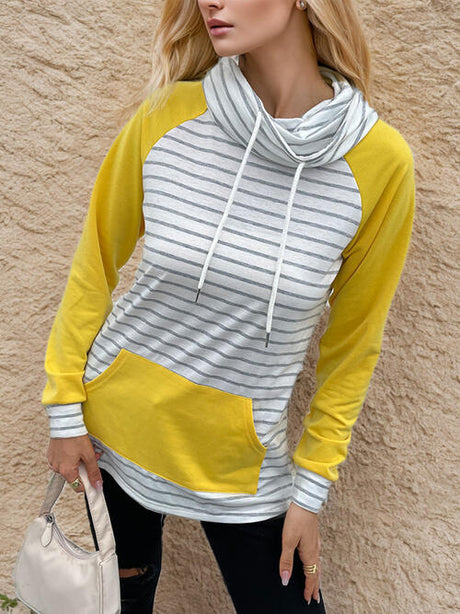 Contrast Striped Drawstring Long Sleeve Sweatshirt king-general-store-5710.myshopify.com