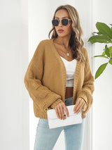 Open Front Ribbed Trim Cardigan king-general-store-5710.myshopify.com