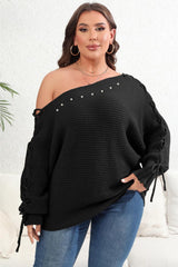 Plus Size One Shoulder Beaded Sweater king-general-store-5710.myshopify.com