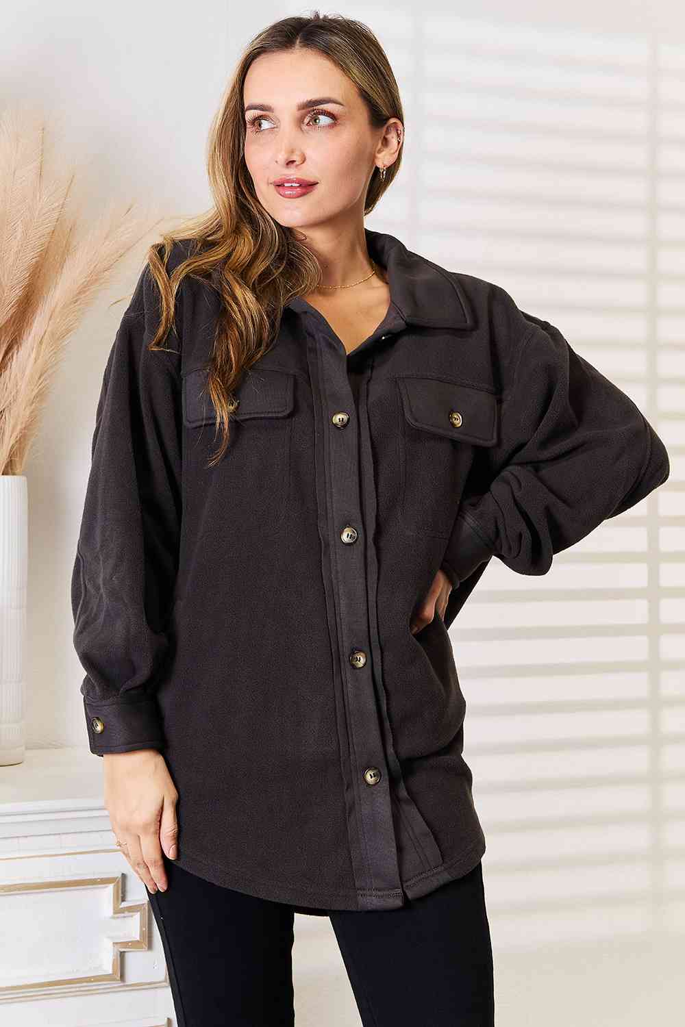 Heimish Cozy Girl Full Size Button Down Shacket king-general-store-5710.myshopify.com